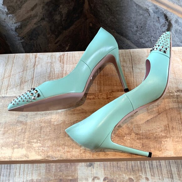 Gucci Seafoam Green Malaga Kid Studded Pumps - Picture 10 of 12